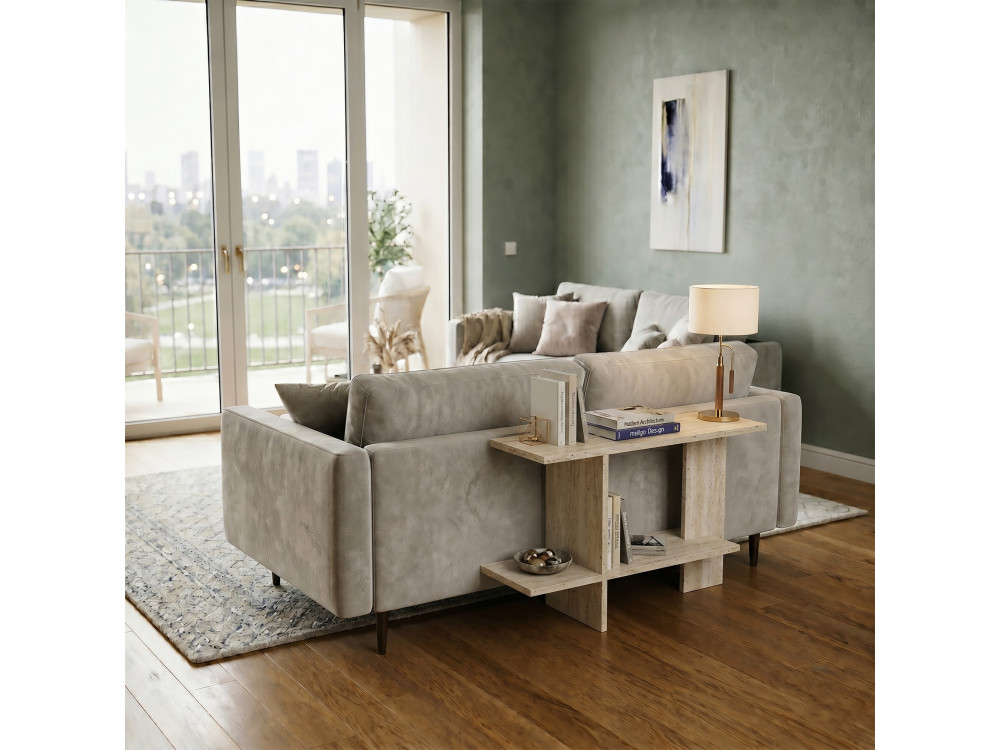 "Essenziale" Wooden Side Table - 80 x 30 x 55 cm - Travertine