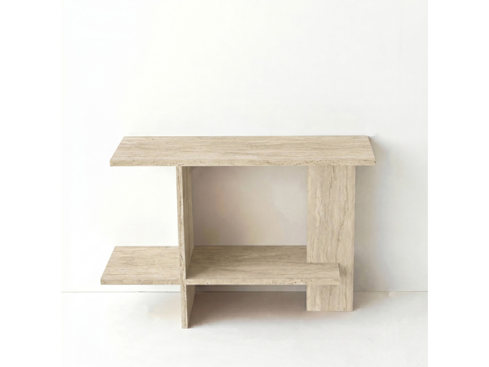 "Essenziale" Wooden Side Table - 80 x 30 x 55 cm - Travertine