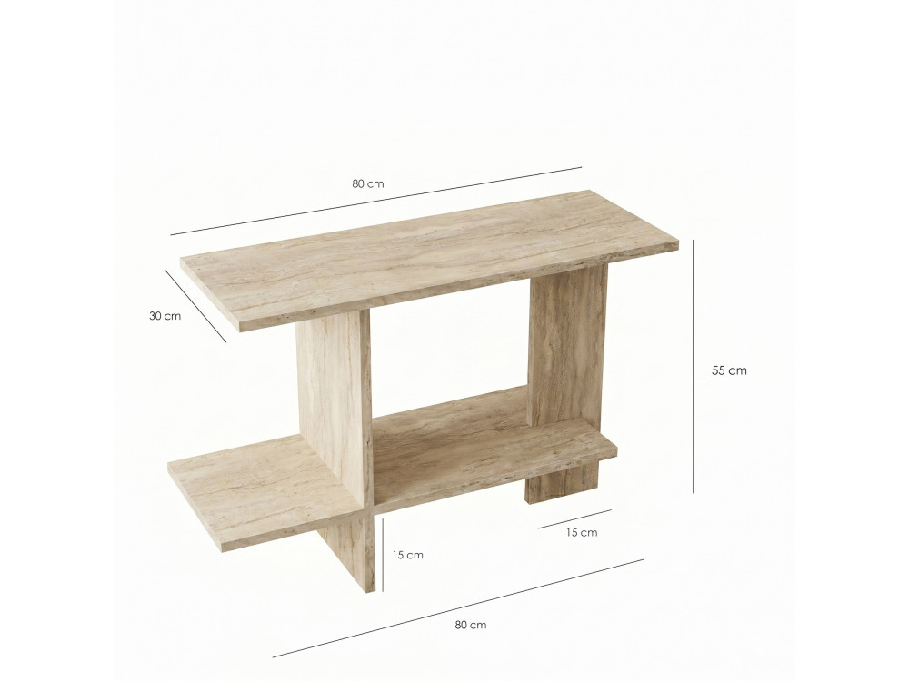 "Essenziale" Wooden Side Table - 80 x 30 x 55 cm - Travertine