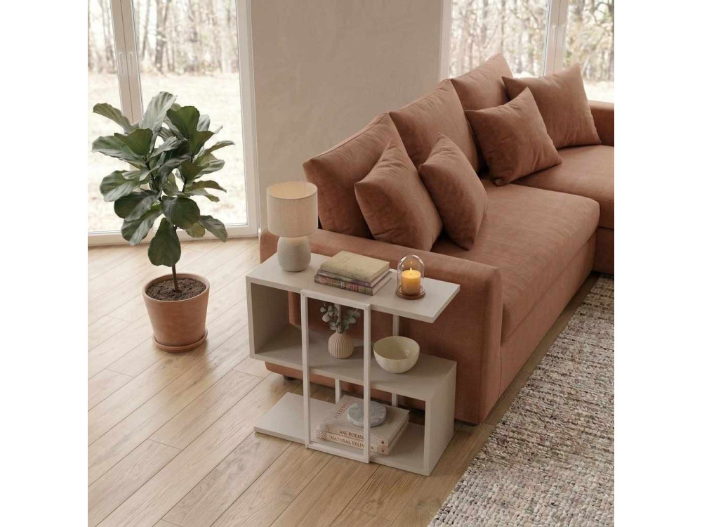 "HOMIA" Wooden Side Table - 56 x 25 x 56 cm - Stoneware