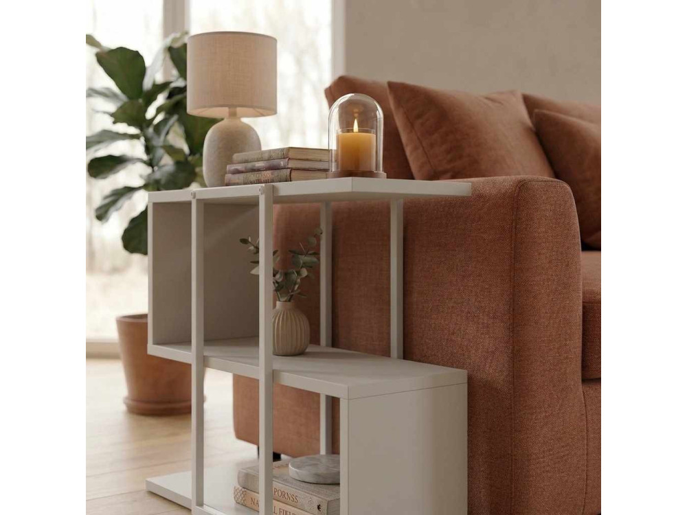 "HOMIA" Wooden Side Table - 56 x 25 x 56 cm - Stoneware