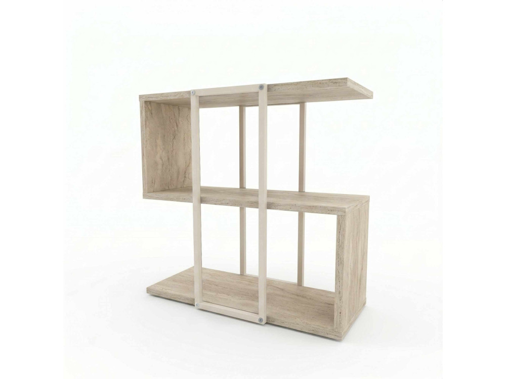 "HOMIA" Wooden Side Table - 56 x 25 x 56 cm - Travertine