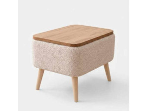 "Nora" Wooden Side Table - 60 x 30 x 45 cm - Beige