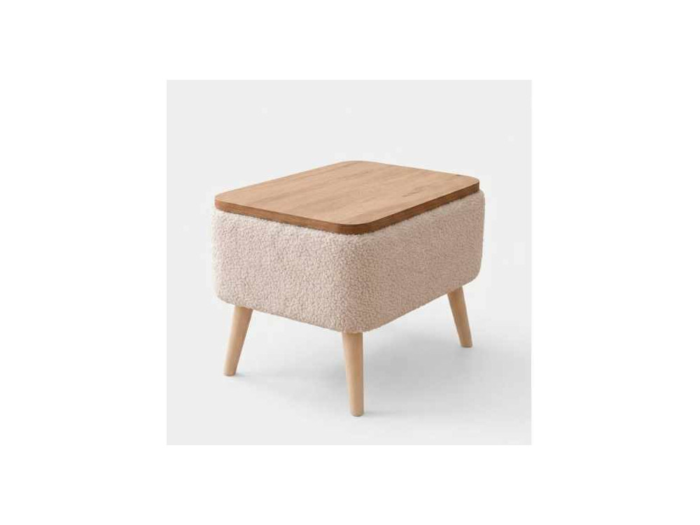 "Nora" Wooden Side Table - 60 x 30 x 45 cm - Beige