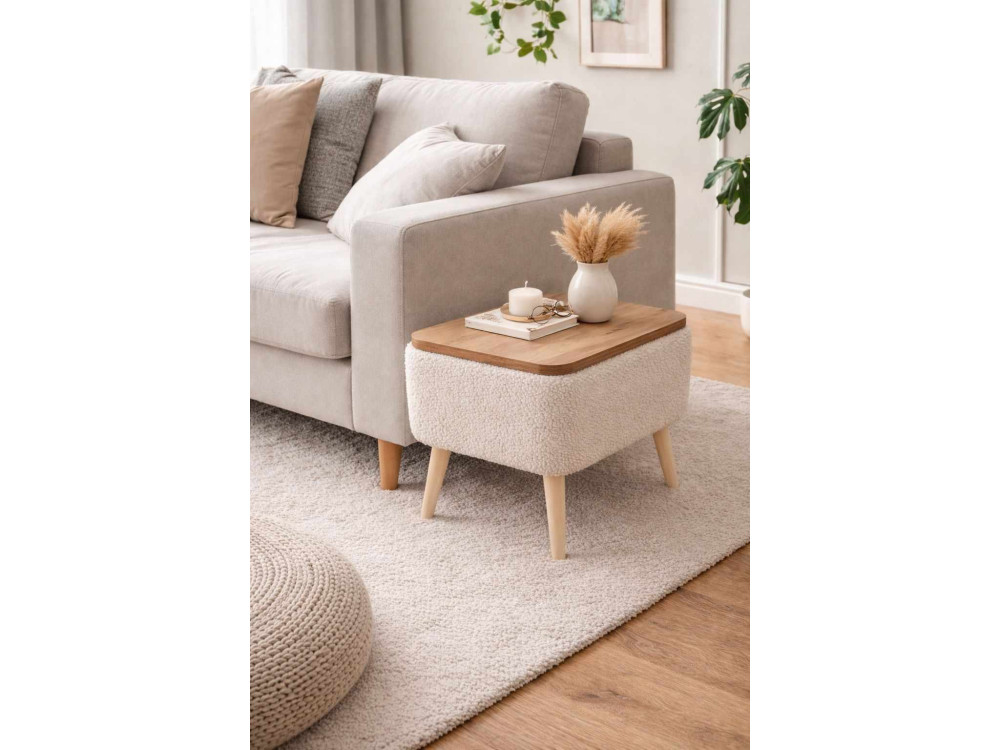 "Nora" Wooden Side Table - 60 x 30 x 45 cm - Beige