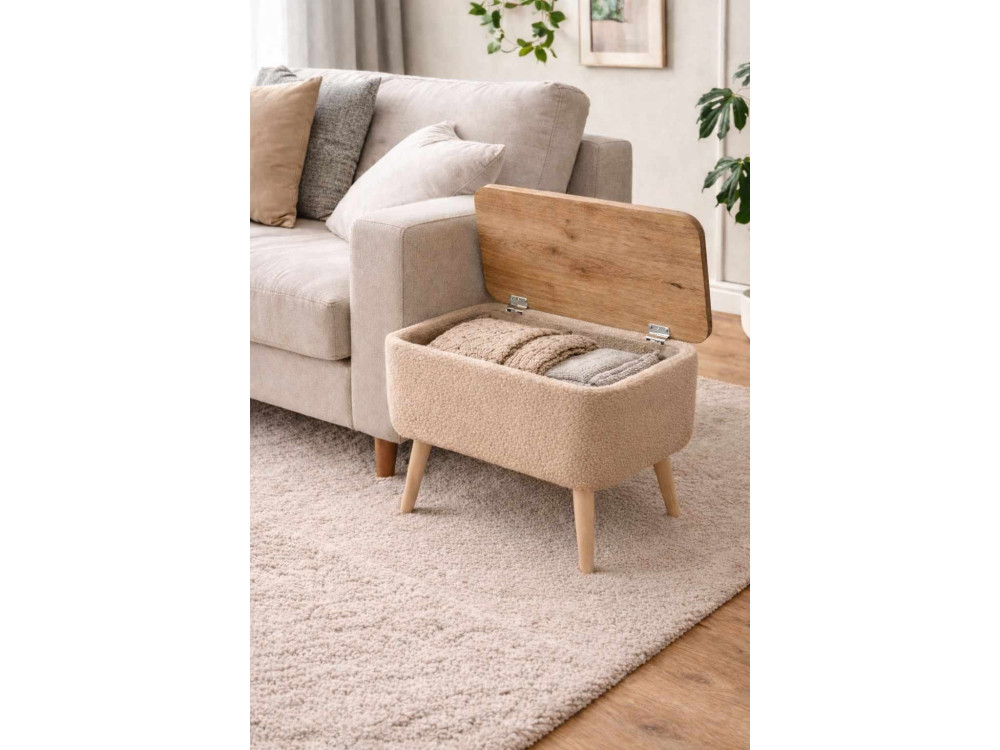 "Nora" Wooden Side Table - 60 x 30 x 45 cm - Beige