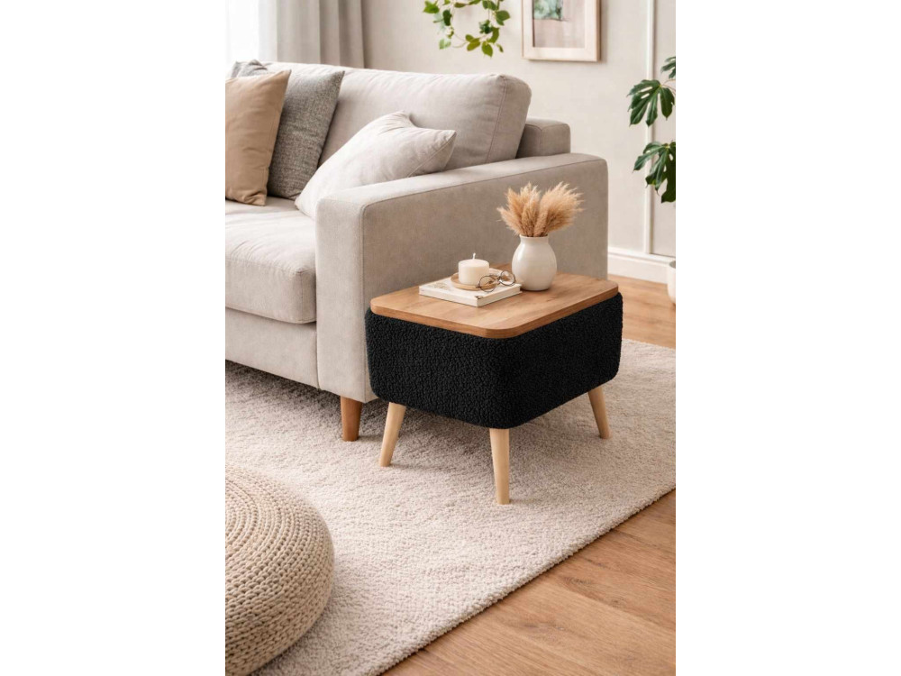 "Nora" Wooden Side Table - 60 x 30 x 45 cm - Black