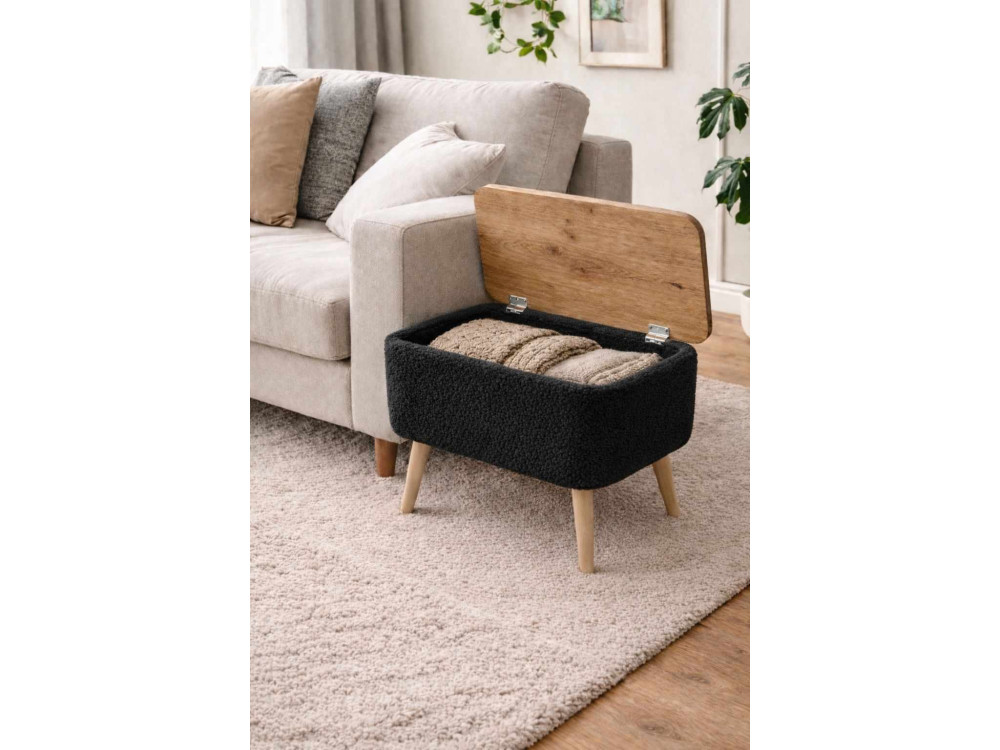 "Nora" Wooden Side Table - 60 x 30 x 45 cm - Black