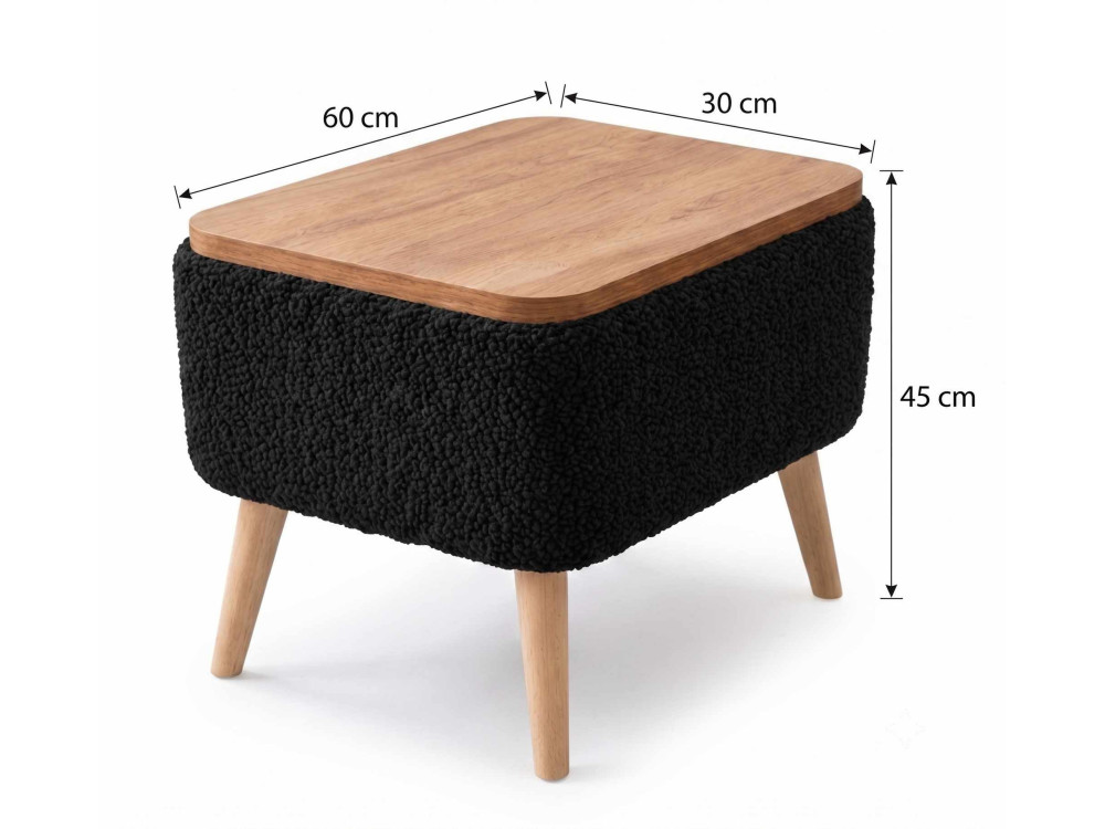 "Nora" Wooden Side Table - 60 x 30 x 45 cm - Black