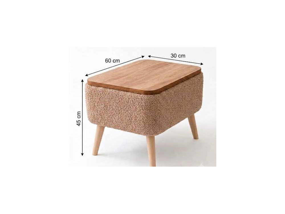 "Nora" Wooden Side Table - 60 x 30 x 45 cm - Brown