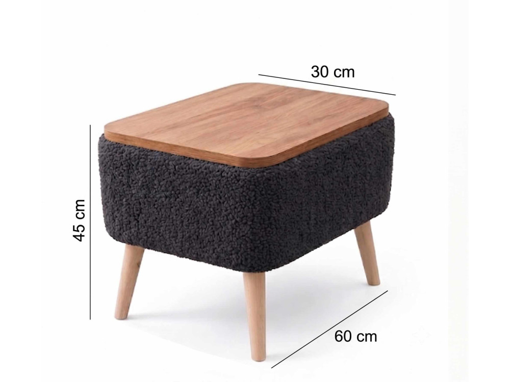 "Nora" Wooden Side Table - 60 x 30 x 45 cm - Anthracite