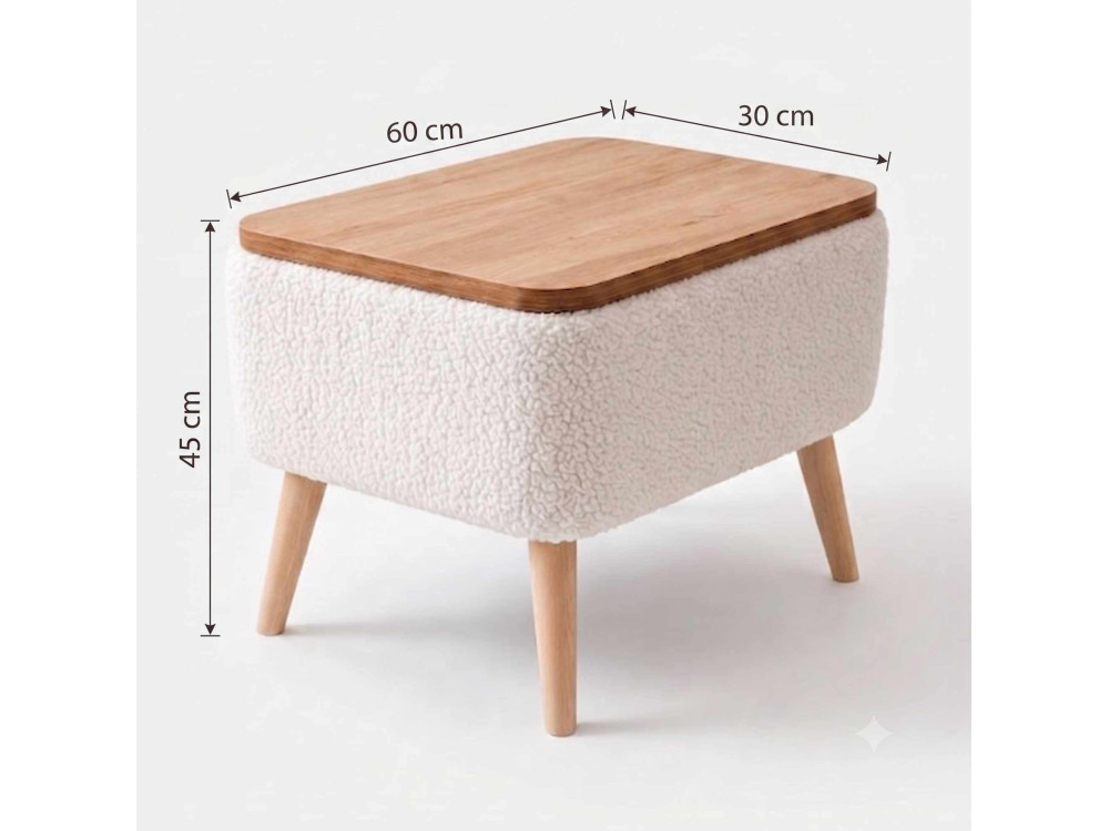 "Nora" Wooden Side Table - 60 x 30 x 45 cm - White
