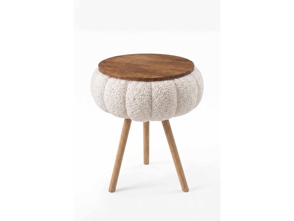 "Papatya Zgn" Wooden Side Table - 33 x 45 cm - White