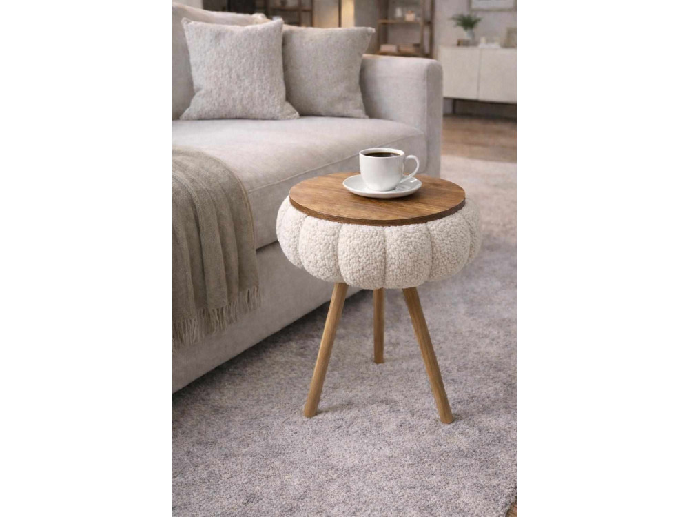 "Papatya Zgn" Wooden Side Table - 33 x 45 cm - White
