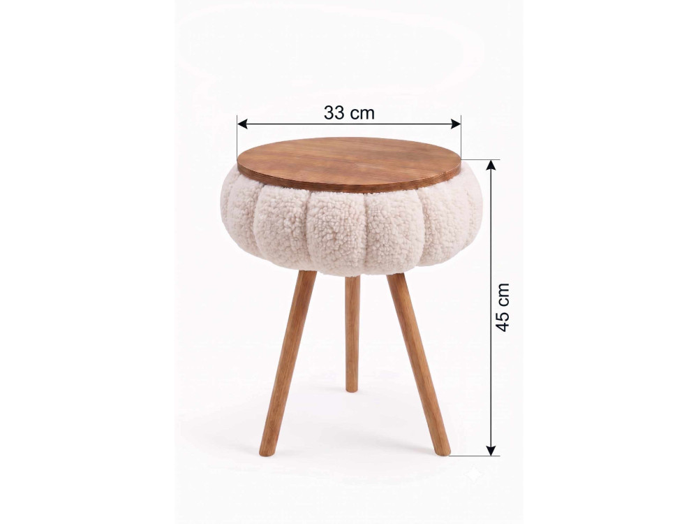 "Papatya Zgn" Wooden Side Table - 33 x 45 cm - White