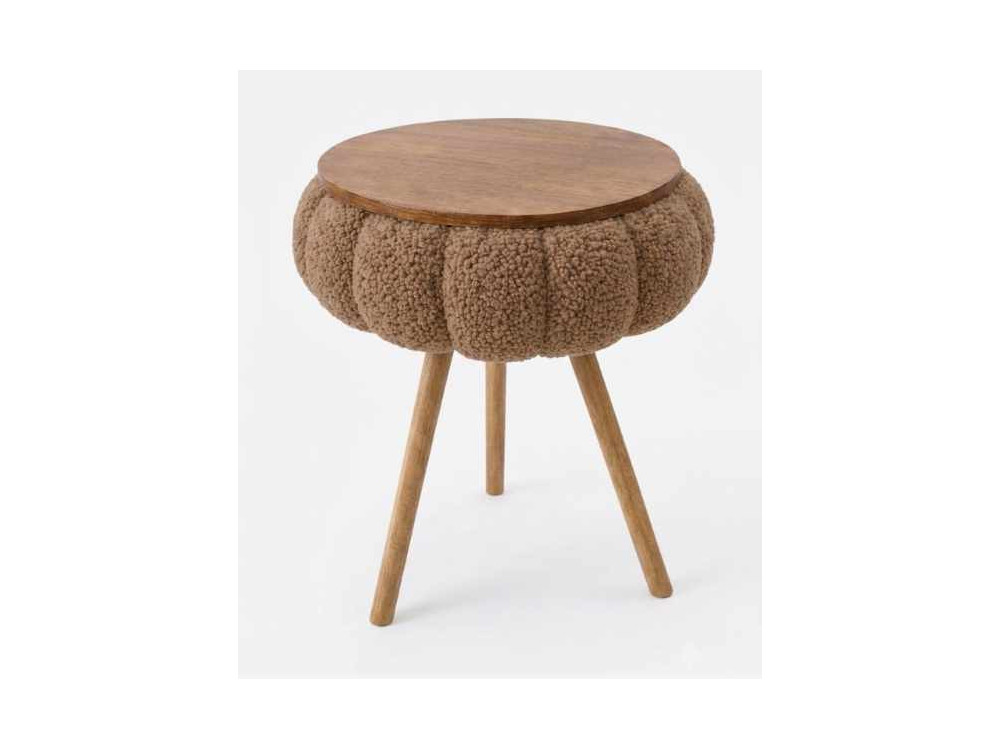 "Papatya Zgn" Wooden Side Table - 33 x 45 cm - Brown