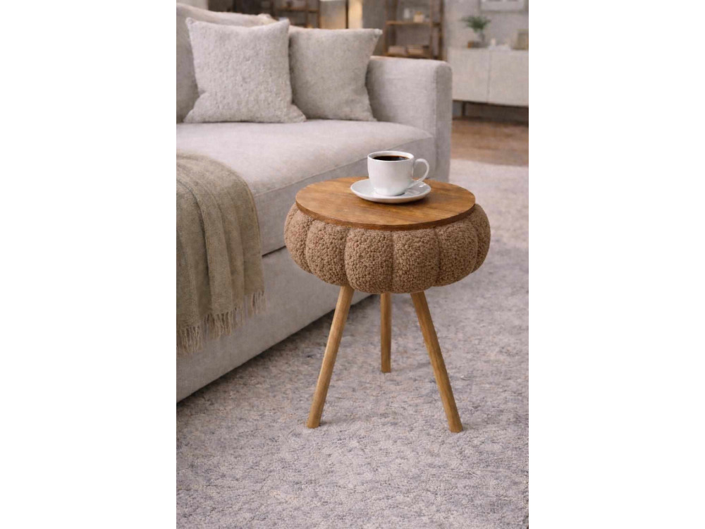 "Papatya Zgn" Wooden Side Table - 33 x 45 cm - Brown