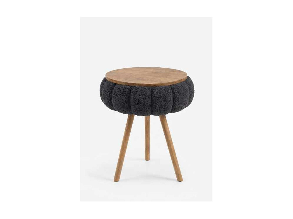 "Papatya Zgn" Wooden Side Table - 33 x 45 cm - Black