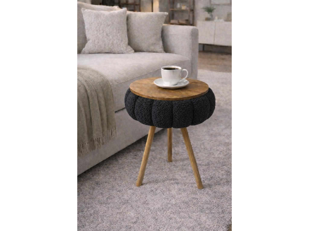 "Papatya Zgn" Wooden Side Table - 33 x 45 cm - Black