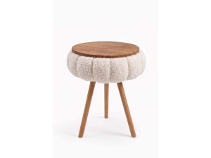 "Papatya Zgn" Wooden Side Table - 33 x 45 cm - Beige