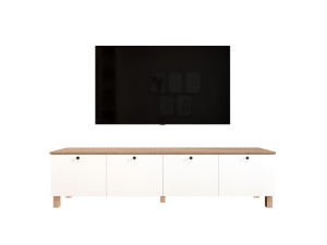 "Nord" Wooden TV Stand - 180 x 34 x 45 cm - White / Oak