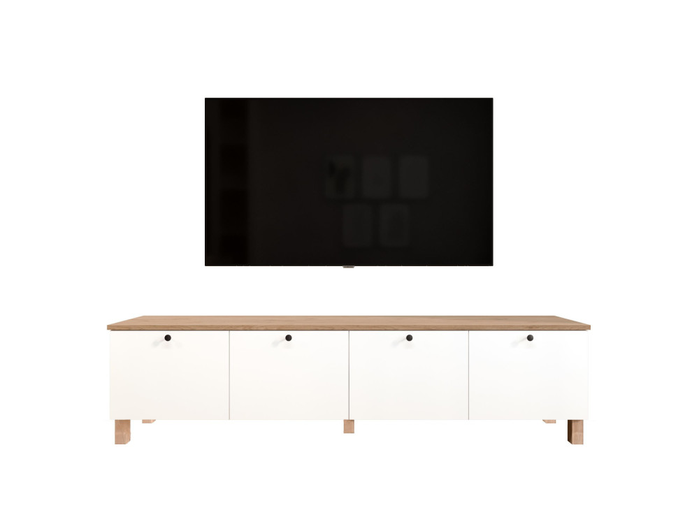 "Nord" Wooden TV Stand - 180 x 34 x 45 cm - White / Oak