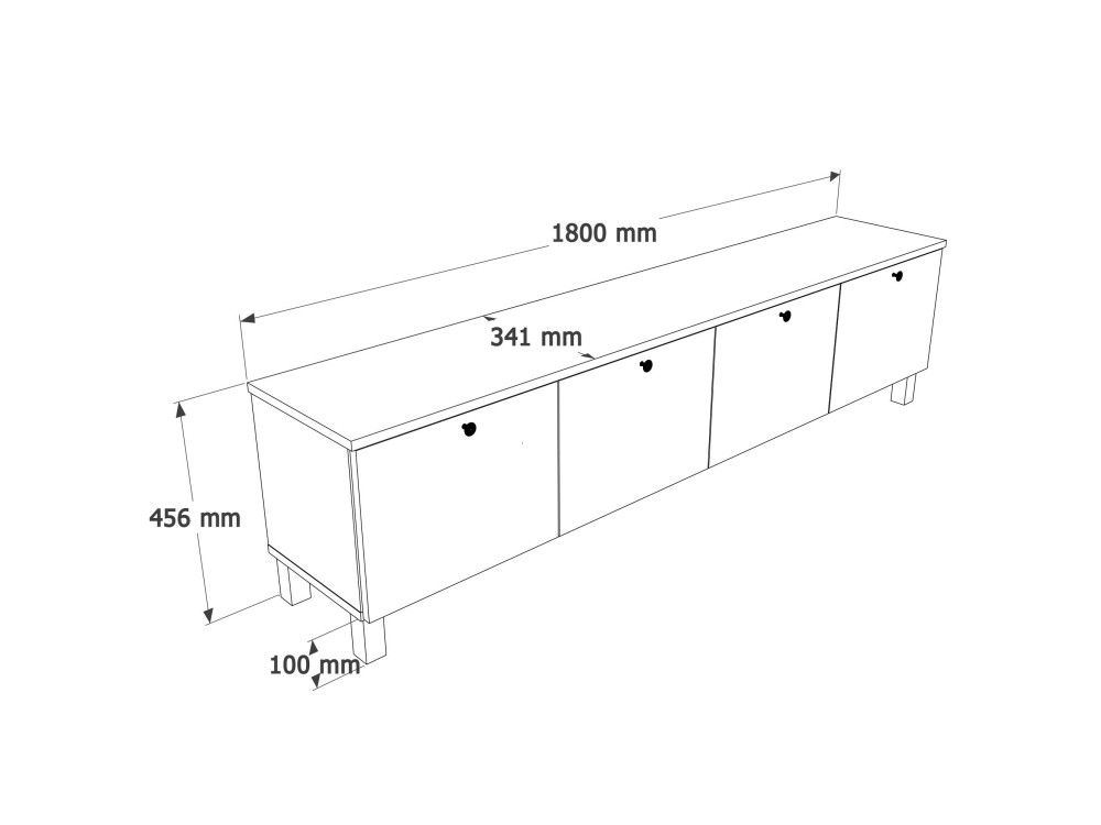 "Nord" Wooden TV Stand - 180 x 34 x 45 cm - White / Oak