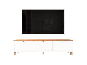 "Nord" Wooden TV Stand - 180 x 32 x 45 cm - White / Oak