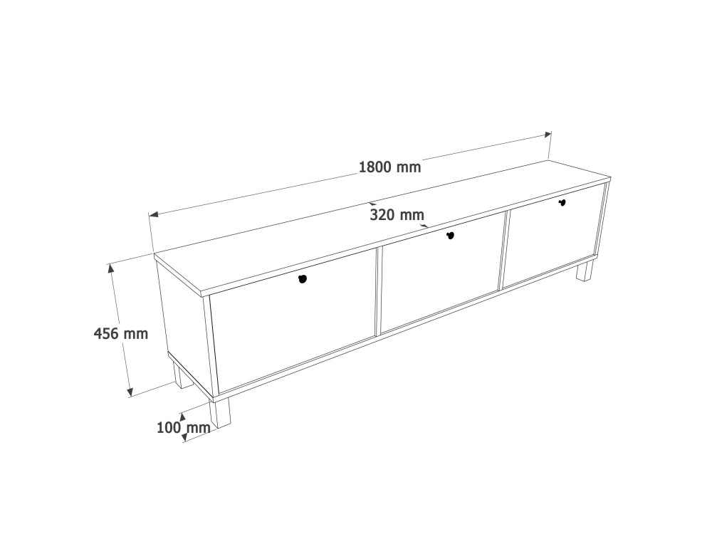 "Nord" Wooden TV Stand - 180 x 32 x 45 cm - White / Oak