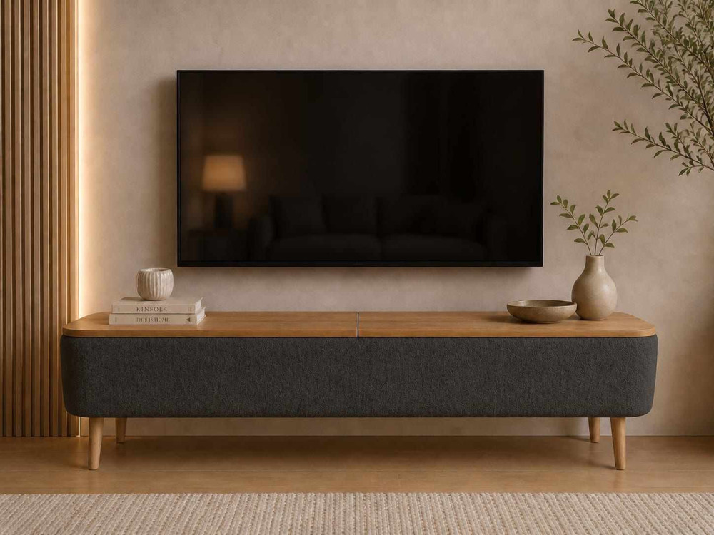 "Sarven" Wooden TV Stand - 120 x 30 x 45 cm - Anthracite