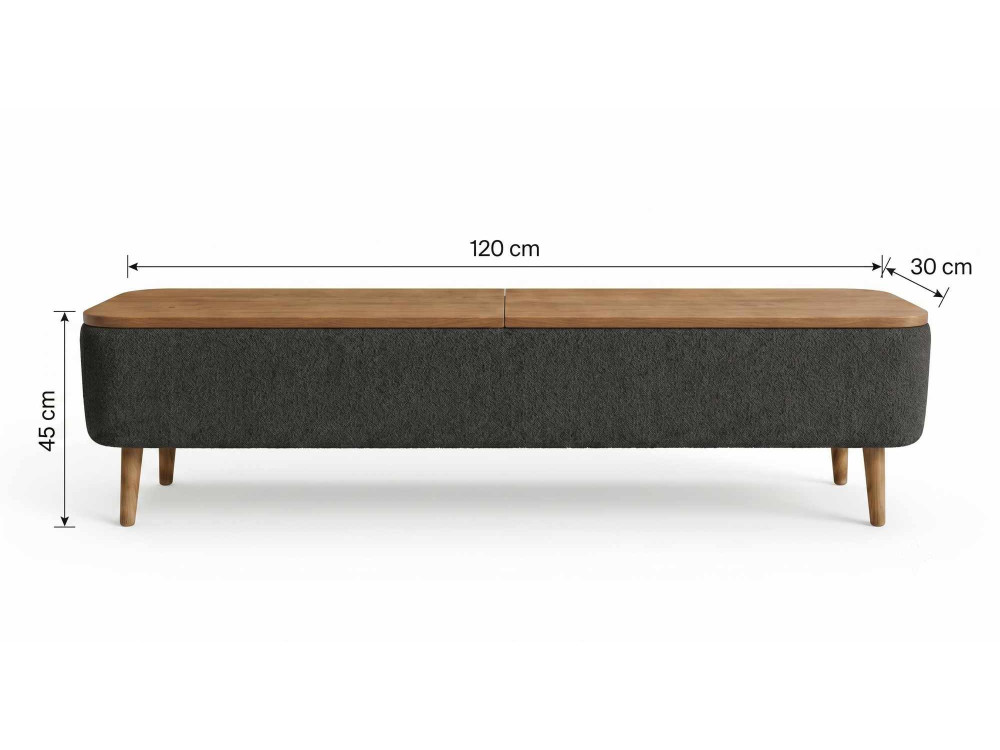 "Sarven" Wooden TV Stand - 120 x 30 x 45 cm - Anthracite