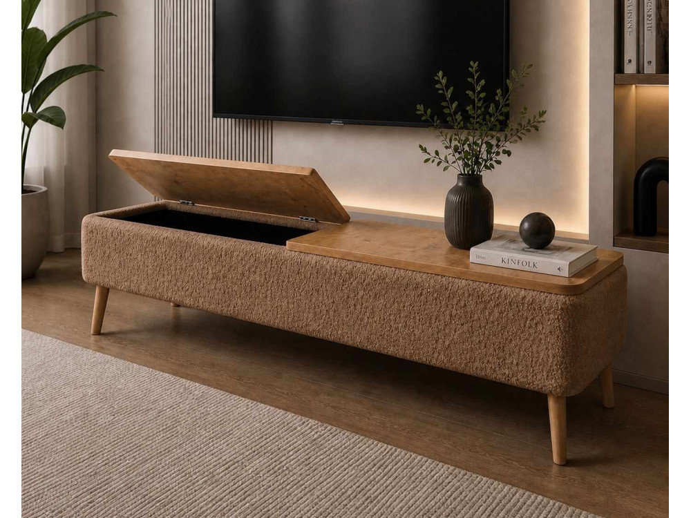 "Sarven" Wooden TV Stand - 120 x 30 x 45 cm - Brown