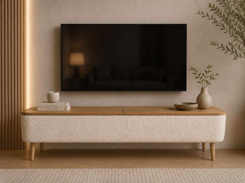 "Sarven" Wooden TV Stand - 120 x 30 x 45 cm - White