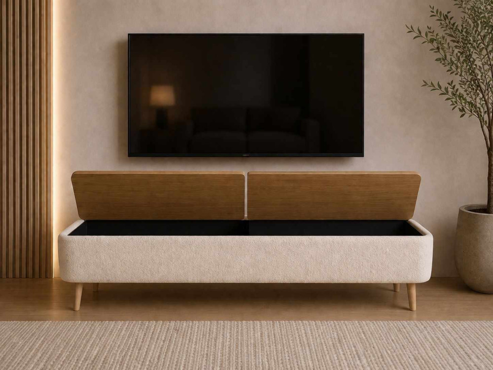 "Sarven" Wooden TV Stand - 120 x 30 x 45 cm - White