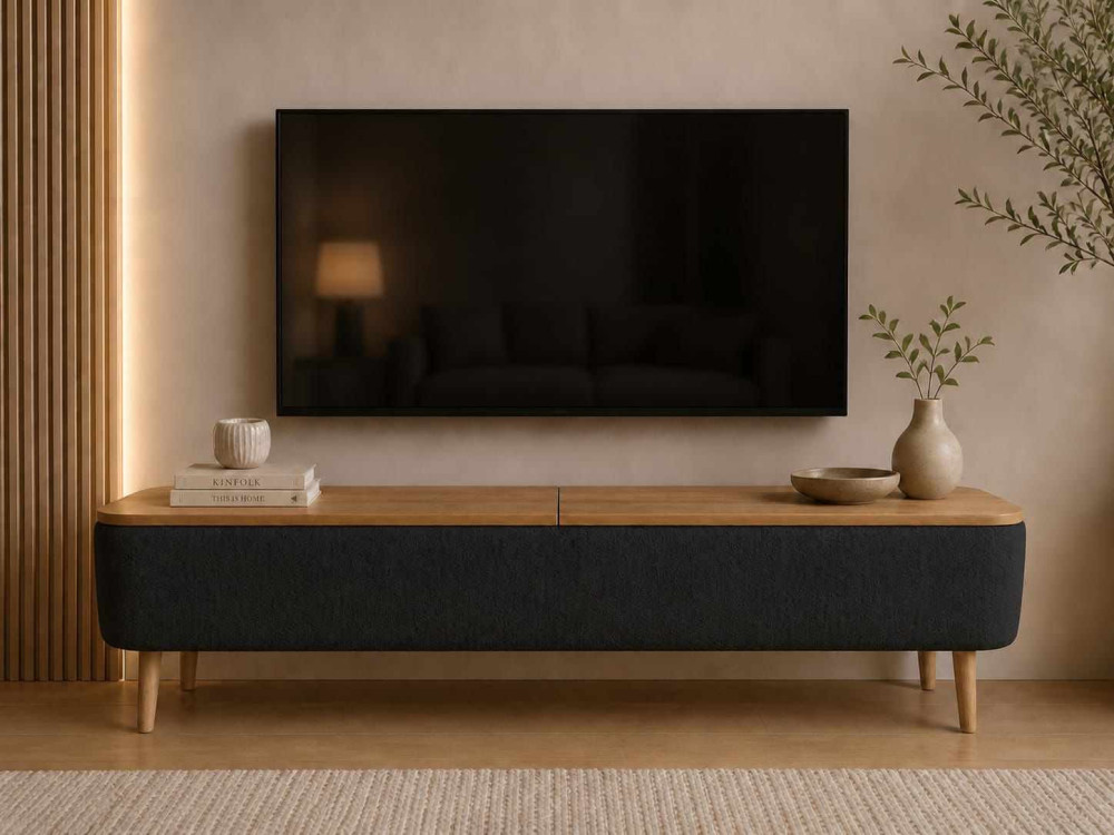 "Sarven" Wooden TV Stand - 120 x 30 x 45 cm - Black