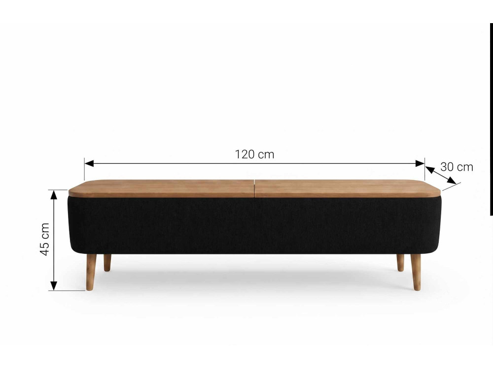"Sarven" Wooden TV Stand - 120 x 30 x 45 cm - Black