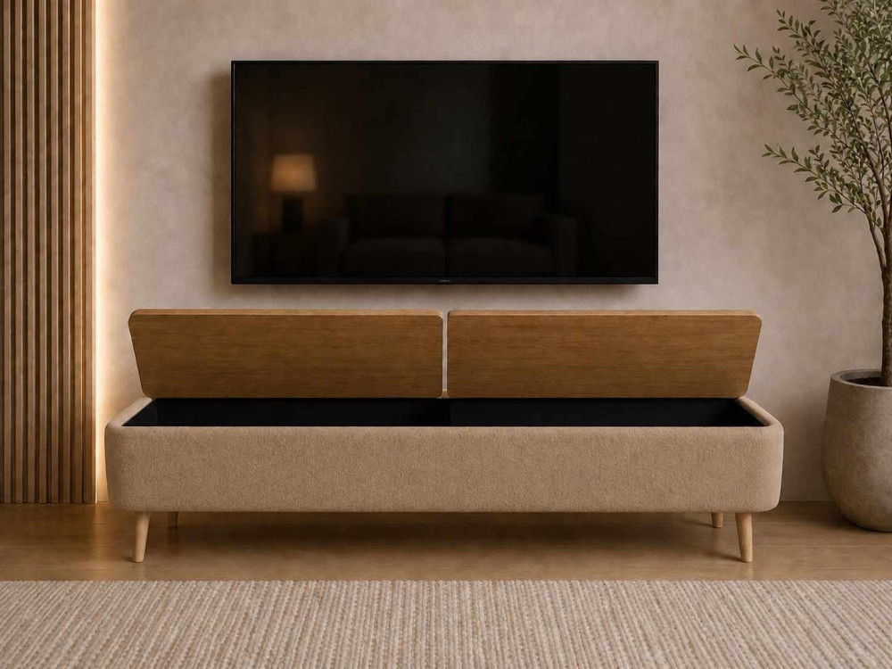 "Sarven" Wooden TV Stand - 120 x 30 x 45 cm - Beige