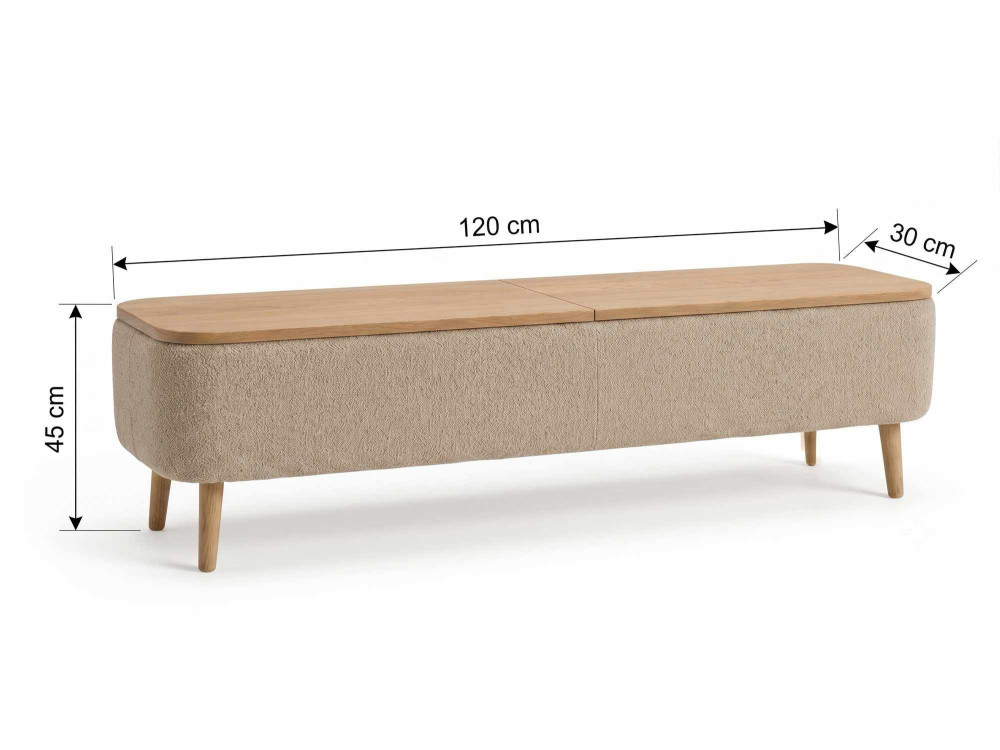 "Sarven" Wooden TV Stand - 120 x 30 x 45 cm - Beige