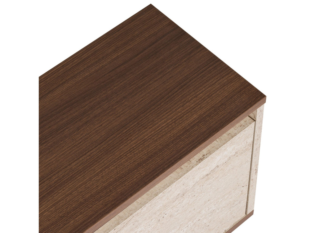 "Sentinel" Wooden TV Stand - 160 x 30 x 42 cm - Travertine / Milano Walnut