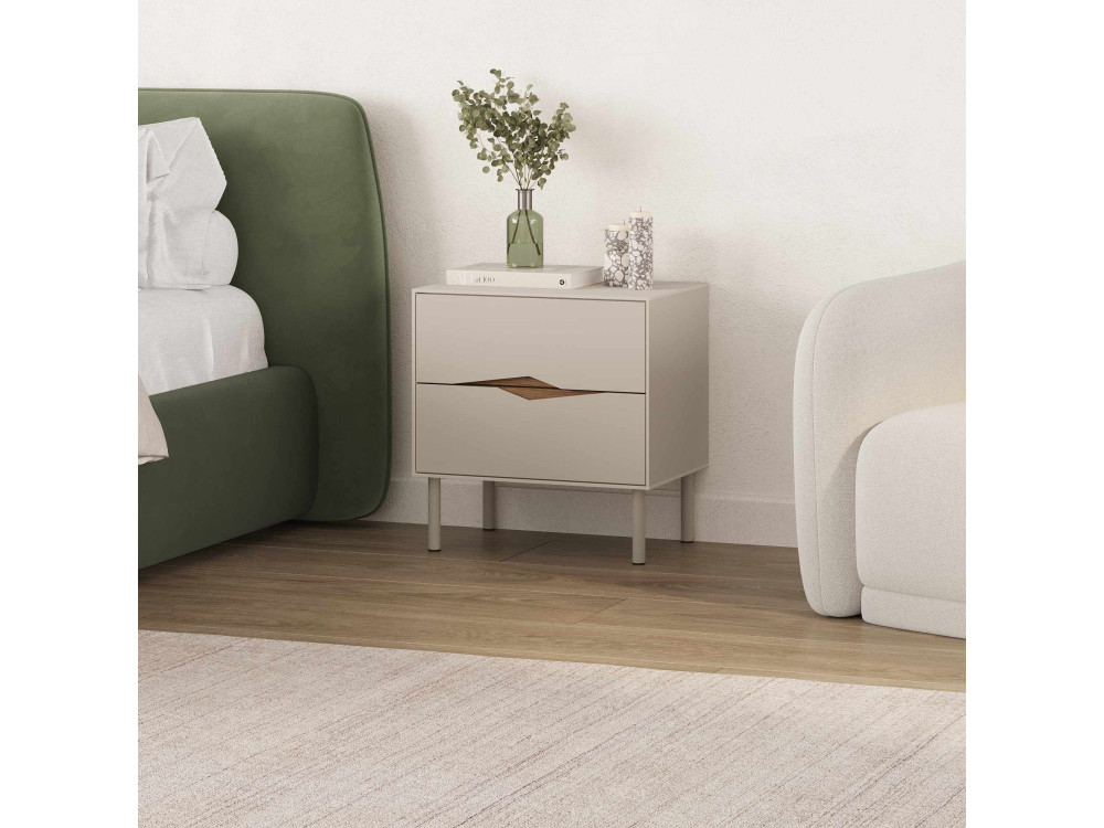 "MARQUISE" Wooden Nightstand - 50 x 35 x 52 cm - Stoneware / Dark Oud