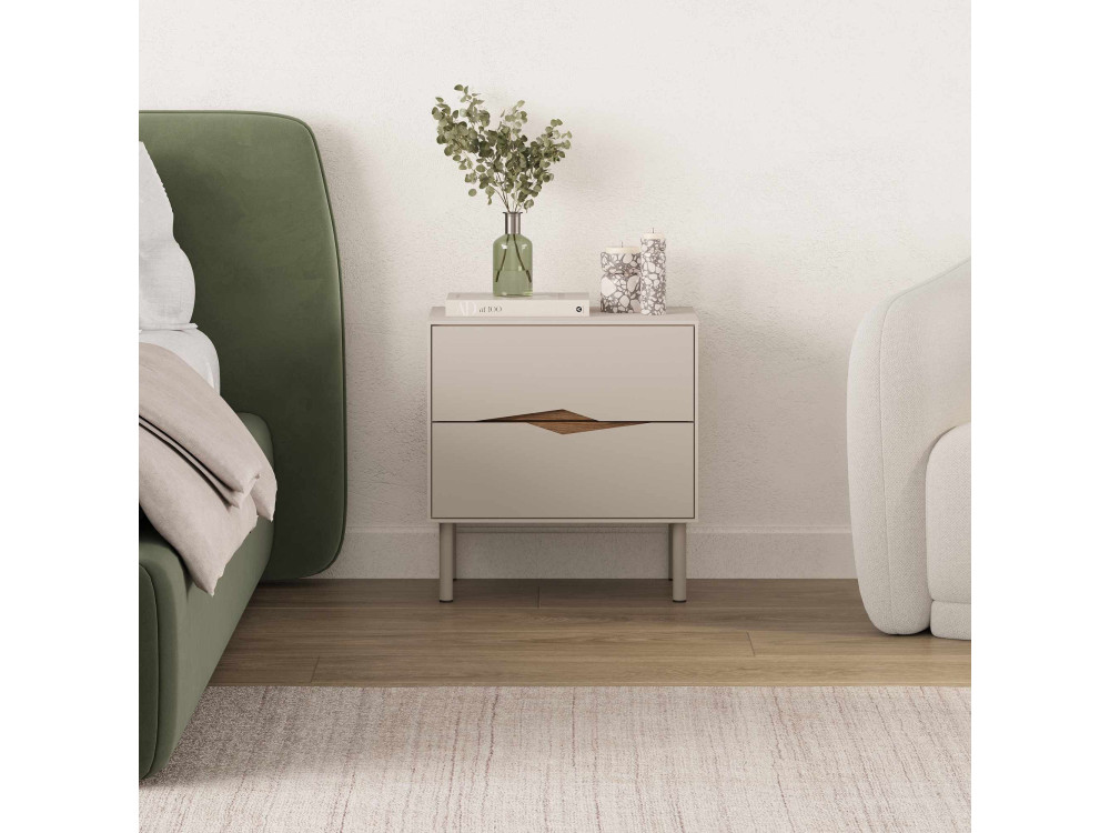 "MARQUISE" Wooden Nightstand - 50 x 35 x 52 cm - Stoneware / Dark Oud
