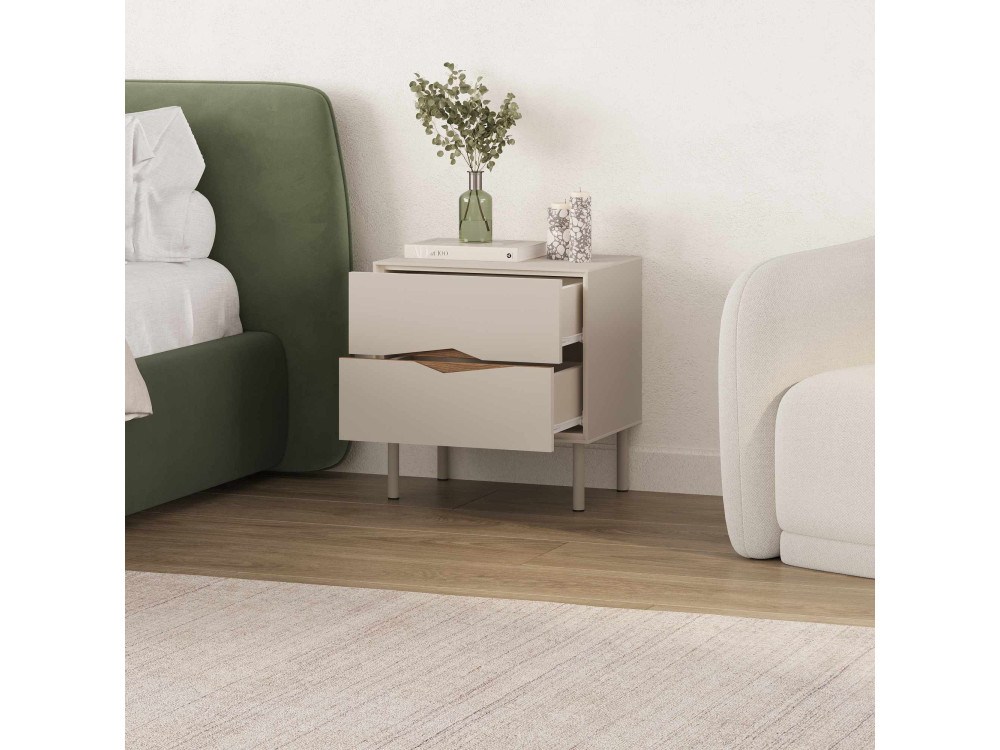 "MARQUISE" Wooden Nightstand - 50 x 35 x 52 cm - Stoneware / Dark Oud