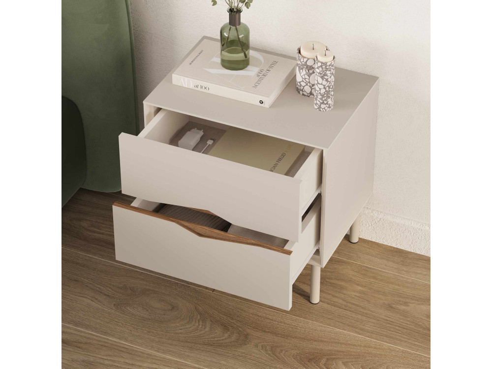 "MARQUISE" Wooden Nightstand - 50 x 35 x 52 cm - Stoneware / Dark Oud