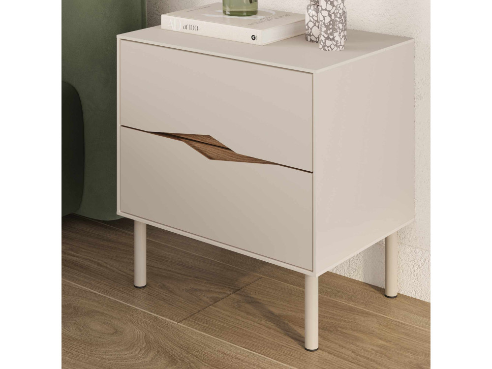 "MARQUISE" Wooden Nightstand - 50 x 35 x 52 cm - Stoneware / Dark Oud