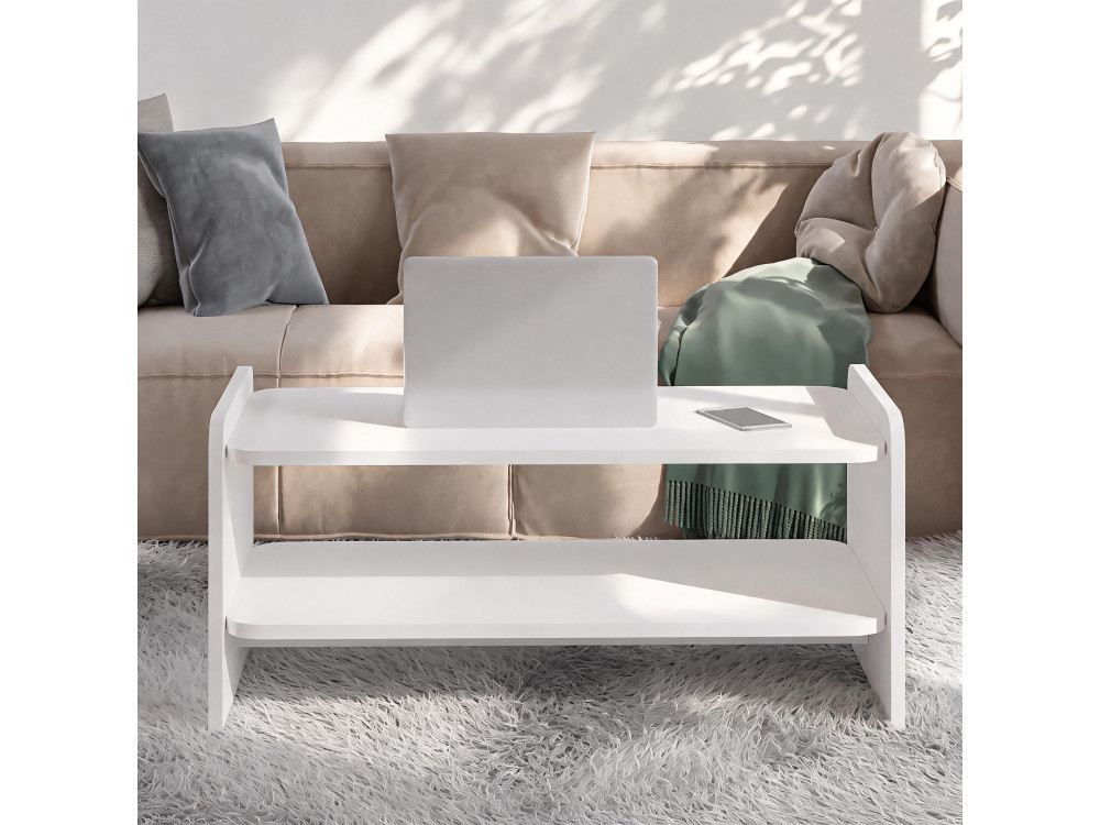 "Amon" Wooden Coffee Table - 90 x 45 x 40 cm - White