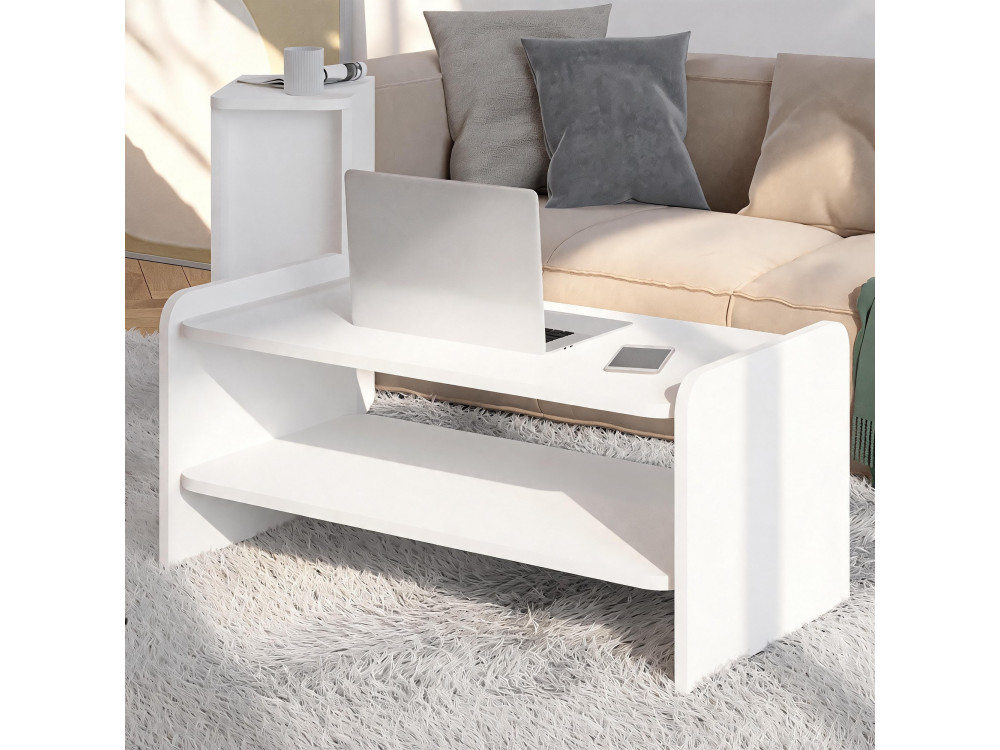 "Amon" Wooden Coffee Table - 90 x 45 x 40 cm - White