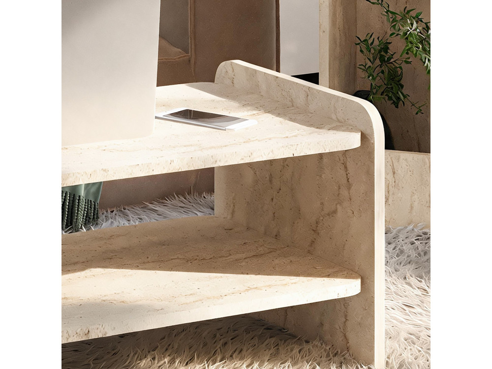 "Amon" Wooden Coffee Table - 89.8 x 39.8 x 44.8 cm - Travertine