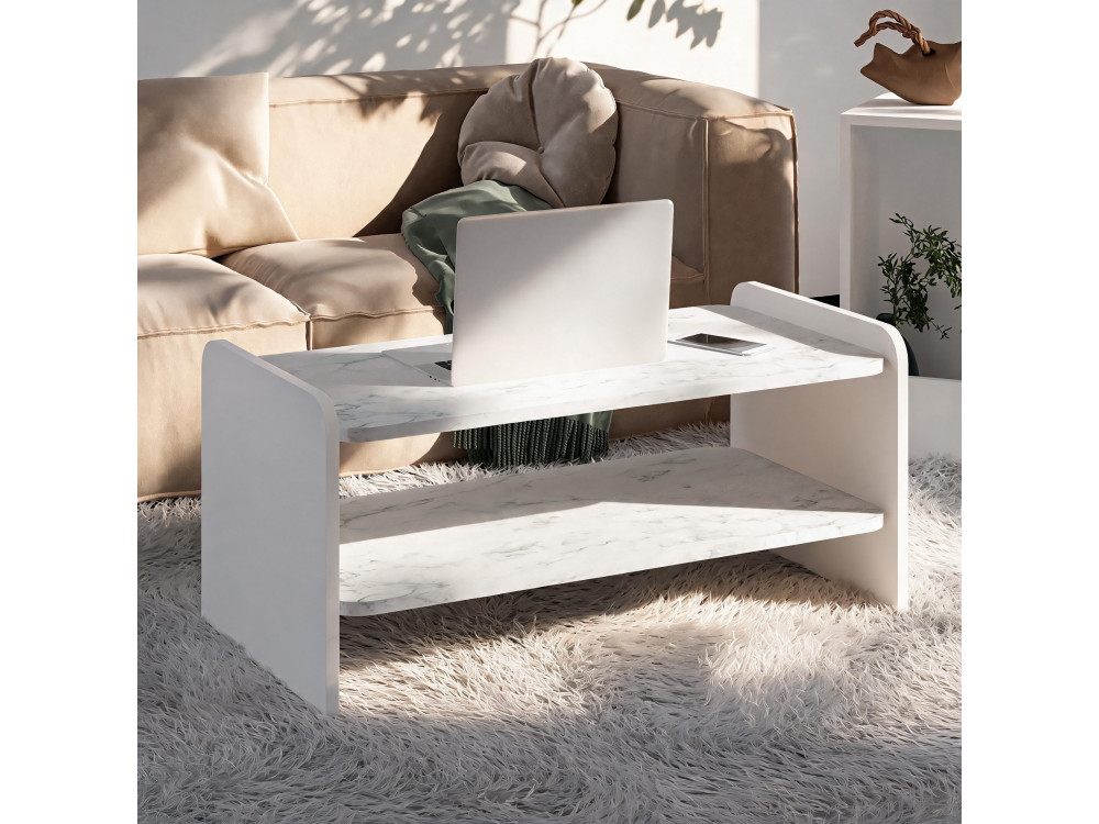"Amon" Wooden Coffee Table - 90 x 45 x 40 cm - White