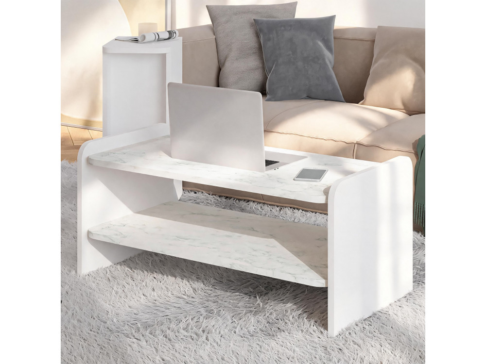 "Amon" Wooden Coffee Table - 90 x 45 x 40 cm - White