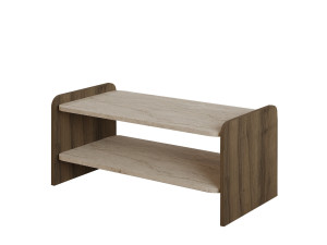 "Amon" Wooden Coffee Table - 89.8 x 39.8 x 44.8 cm - Travertine / Antique Walnut